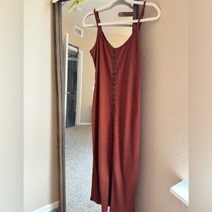 Burgundy Fitted Midi Length Dress